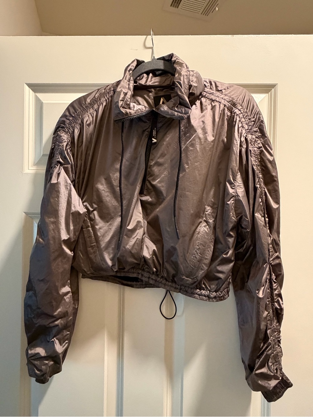 Athleta Metallic Windbreaker Cropped Jacket